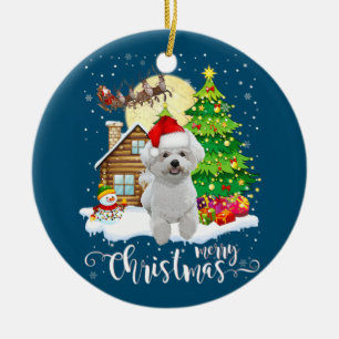 Vrolijk kerstcadeautje Bichon Frise-kerstman met k Keramisch Ornament