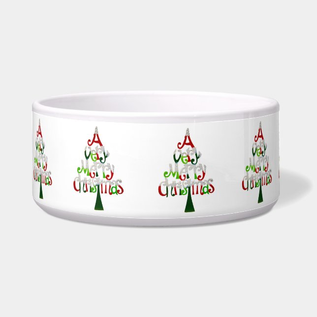 Vrolijk kerstcadeautje Bowl Voerbakje (Voorkant)