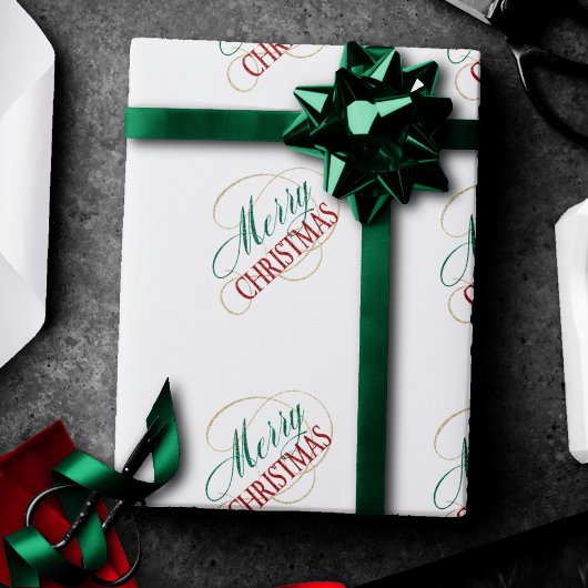 Vrolijk kerstcadeautje Elegant modern vakantiescri Cadeaupapier