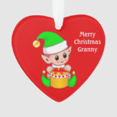 Vrolijk kerstcadeautje en kerstmis Elf Ornament (voorkant)