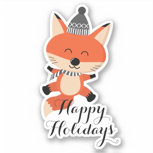 Vrolijk kerstcadeautje Fox ID854 Sticker (Voorkant)