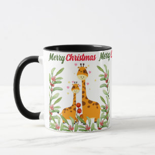 Vrolijk kerstcadeautje Giraffe in een oerwoud Mok