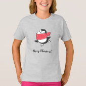 Vrolijk kerstcadeautje Happy Penguin Ice Skating T-shirt (Voorkant)