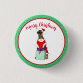 Vrolijk kerstcadeautje in kerstmis ronde button 3,2 cm (Voorkant)