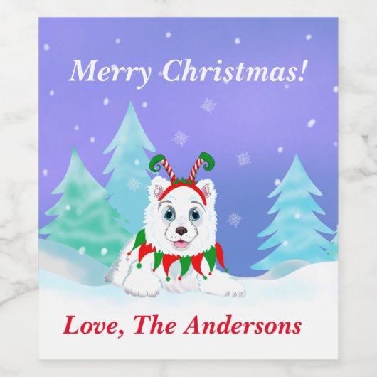 Vrolijk kerstcadeautje met Elf Headband Wijn Etiket (Enkel label)