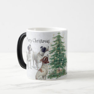 Vrolijk kerstcadeautje Puppies en kerstbomen Magische Mok