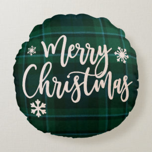 Vrolijk kerstcadeautje rond kussen