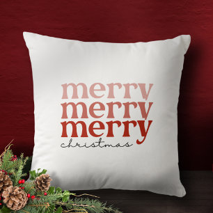 Vrolijk kerstcadeautje Rood op wit Kussen