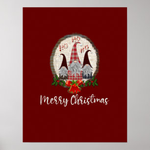 Vrolijk kerstcadeautje Rood, Rustic, Pset, Trendy Poster