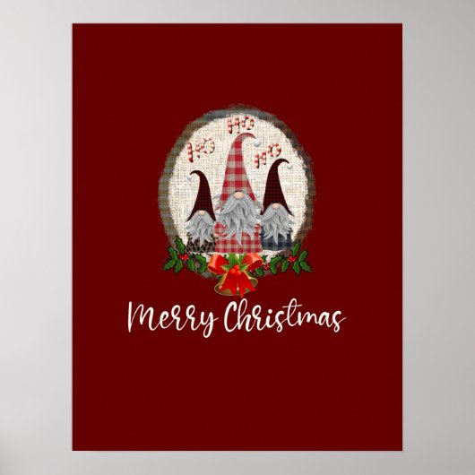 Vrolijk kerstcadeautje Rood, Rustic, Pset, Trendy Poster (Voorkant)