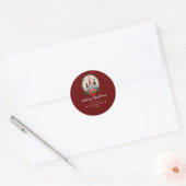 Vrolijk kerstcadeautje Rood, Rustic, Pset, Trendy Ronde Sticker (Envelop)