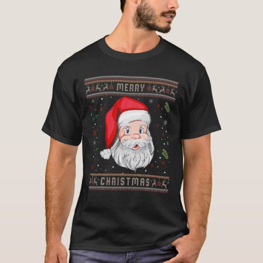 Vrolijk kerstcadeautje Santa Claus Funny Ugly Swea T-shirt (Voorkant)