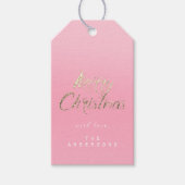 Vrolijk kerstcadeautje voor script Gold Pink Ro Cadeaulabel (Voorkant)