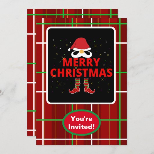Vrolijk kerstcheque geruite x-mas Party Event Kaart (Voorkant / Achterkant)