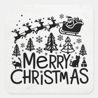 Vrolijk kerstclipart vierkante sticker