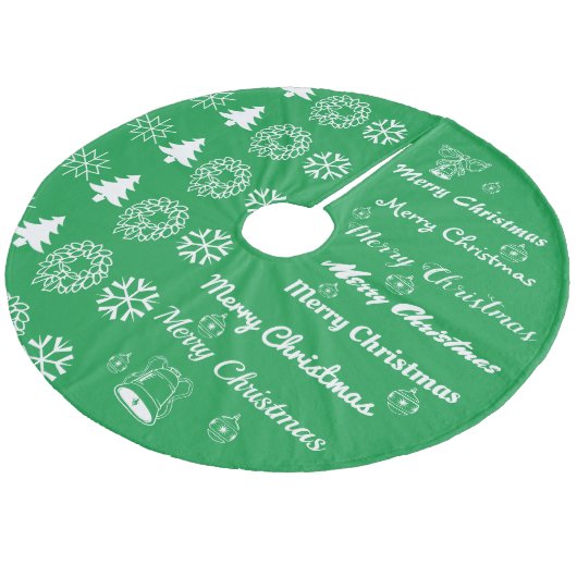 Vrolijk kerstcollage White op groen Fleece Kerstboom Rok (Gekanteld)