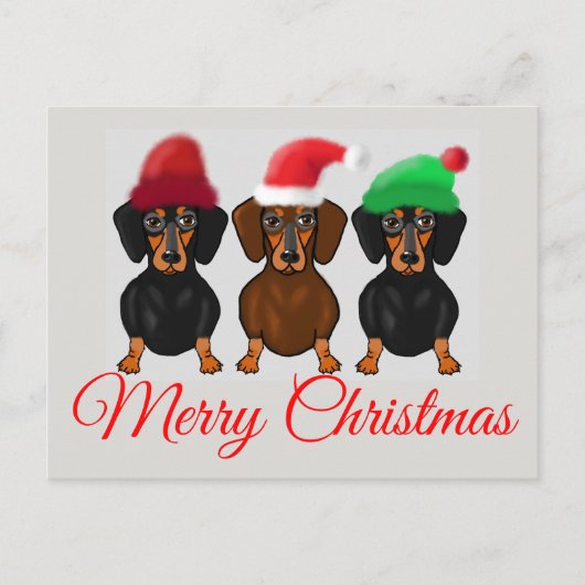 Vrolijk kerstdachshund briefkaart (Voorkant)