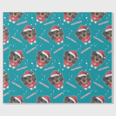Vrolijk kerstdachshund cadeaupapier (Vlak)