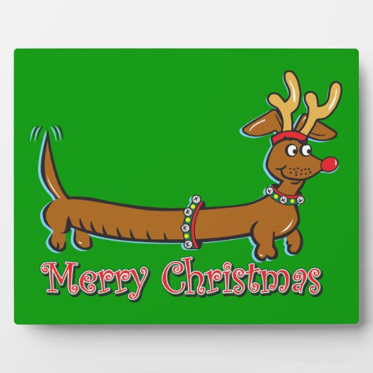 Vrolijk kerstdachshund fotoplaat (Voorkant)
