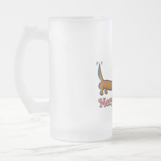 Vrolijk kerstdachshund matglas bierpul (Links)