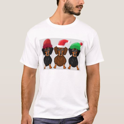 Vrolijk kerstdachshunds t-shirt (Voorkant)