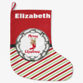 Vrolijk kerstddybeer in een  cirkel grote kerstsok (Voorkant)