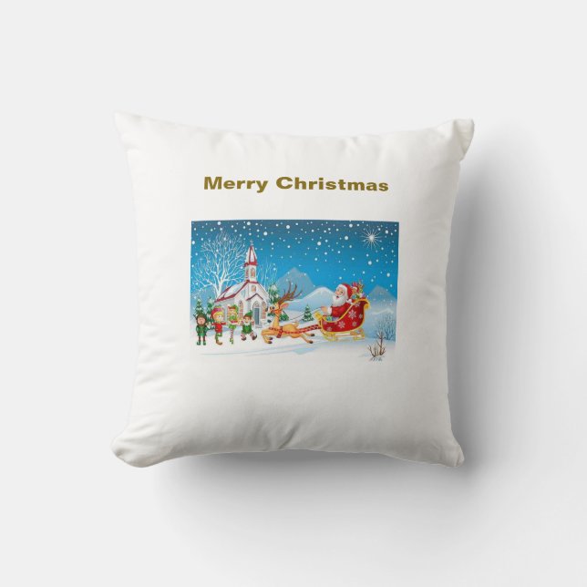 Vrolijk kerstdecoratief Pillow Kussen (Voorkant)