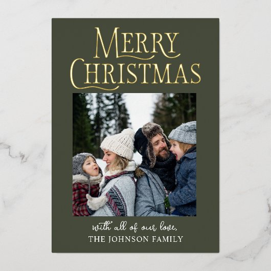 Vrolijk kerstdennen foto echt folie feestdagenkaart (Voorkant)