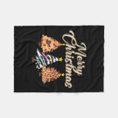 Vrolijk Kerstdier Print Tree Wildlife Safari Fleece Deken (Voorkant (Horizontaal))
