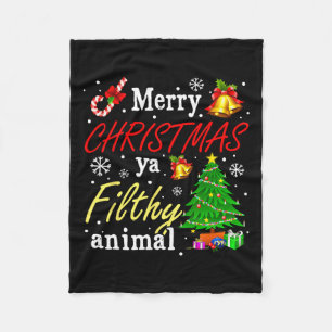 Vrolijk kerstdier smerig Ya grappig kerstgezin Fleece Deken