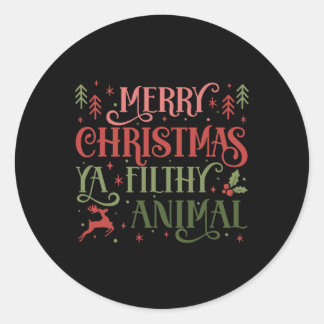 Vrolijk kerstdier smerig Ya Xmas pyjama lelijk Ronde Sticker