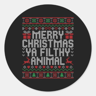 Vrolijk Kerstdier Vuile Ya Xmas Familie Pajam Ronde Sticker