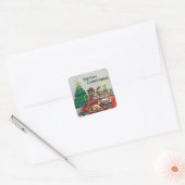 Vrolijk kerstdiner vierkante sticker (Envelop)