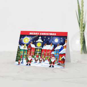 Vrolijk kerstdorp met Sinterklaas Feestdagen Kaart