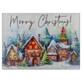 Vrolijk kerstdorp snijplank (Voorkant)