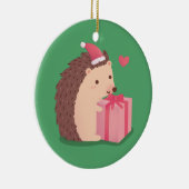 Vrolijk kerstegel met Cadeau Keramisch Ornament (Rechts)