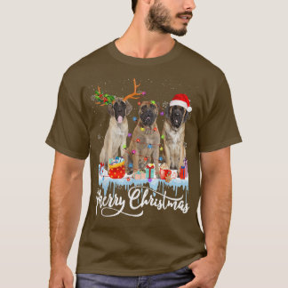 Vrolijk kerstEngels Mastiff Santa Light Reinde T-shirt