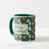 Vrolijk Kerstfeest 11oz Groen Pet & Mittens Mok (Voorkant links)