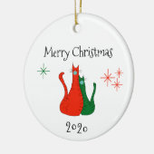 Vrolijk kerstfeest 2020 katten met covid Face-mask Keramisch Ornament (Links)