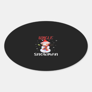 Vrolijk kerstfeest 2020 oom Snowman in Masker Paja Ovale Sticker