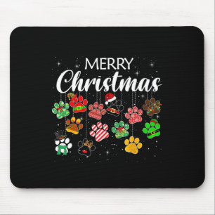 Vrolijk kerstfeest 2021 Dog Paw-printbuffels U Muismat