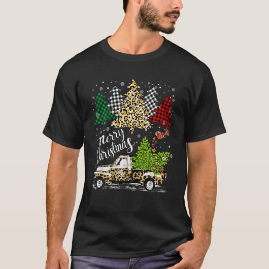 Vrolijk Kerstfeest 2022 Leopard Buffel Truck Tree T-shirt (Voorkant)