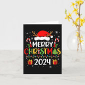 Vrolijk Kerstfeest 2024 Santa Hat Matching Family Kaart (Gele Bloem)