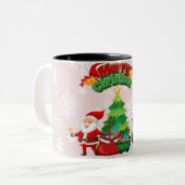 Vrolijk kerstfeest 2025 tweekleurige koffiemok (Voorkant links)