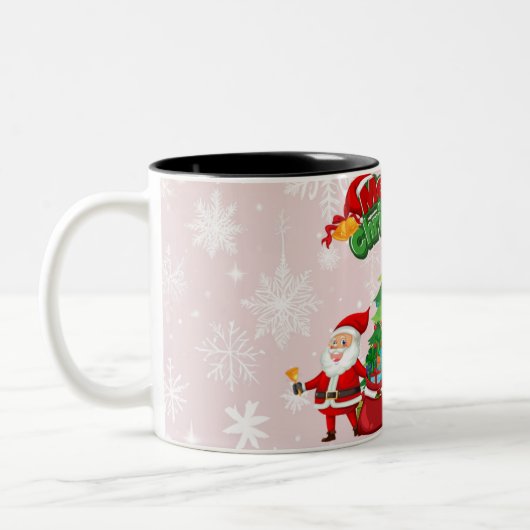 Vrolijk kerstfeest 2025 tweekleurige koffiemok (Links)