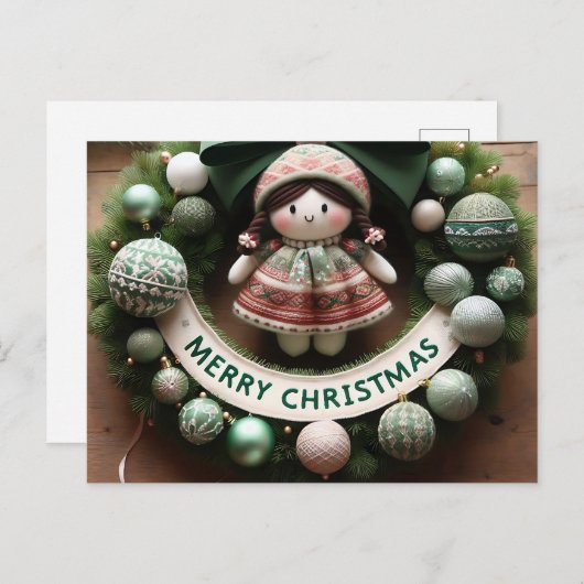 Vrolijk kerstfeest 2025: vieren met vreugde en war briefkaart (Voorkant / Achterkant)