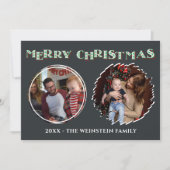 Vrolijk Kerstfeest 2 Fotocollage Bedankkaart (Voorkant)