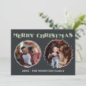 Vrolijk Kerstfeest 2 Fotocollage Bedankkaart (Staand voorkant)
