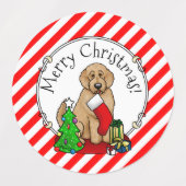 Vrolijk kerstfeest 2 Goldendoedel (gouden rood) Labels (Design 2)