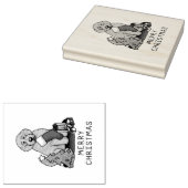 Vrolijk kerstfeest 2 Goldendoedel (gouden rood) Rubberstempel (Gestempeld)